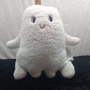 Faux Fur Ghost Novelty Halloween Throw Pillow White- 14X12X5